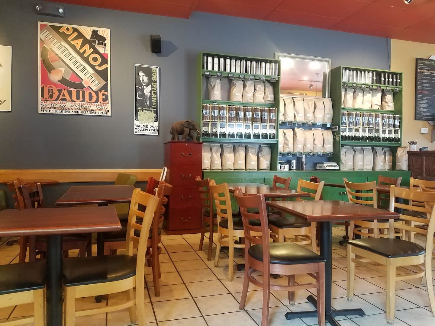 Interior of Leaf & Bean Coffee Co, specialty coffee shop in Rochester