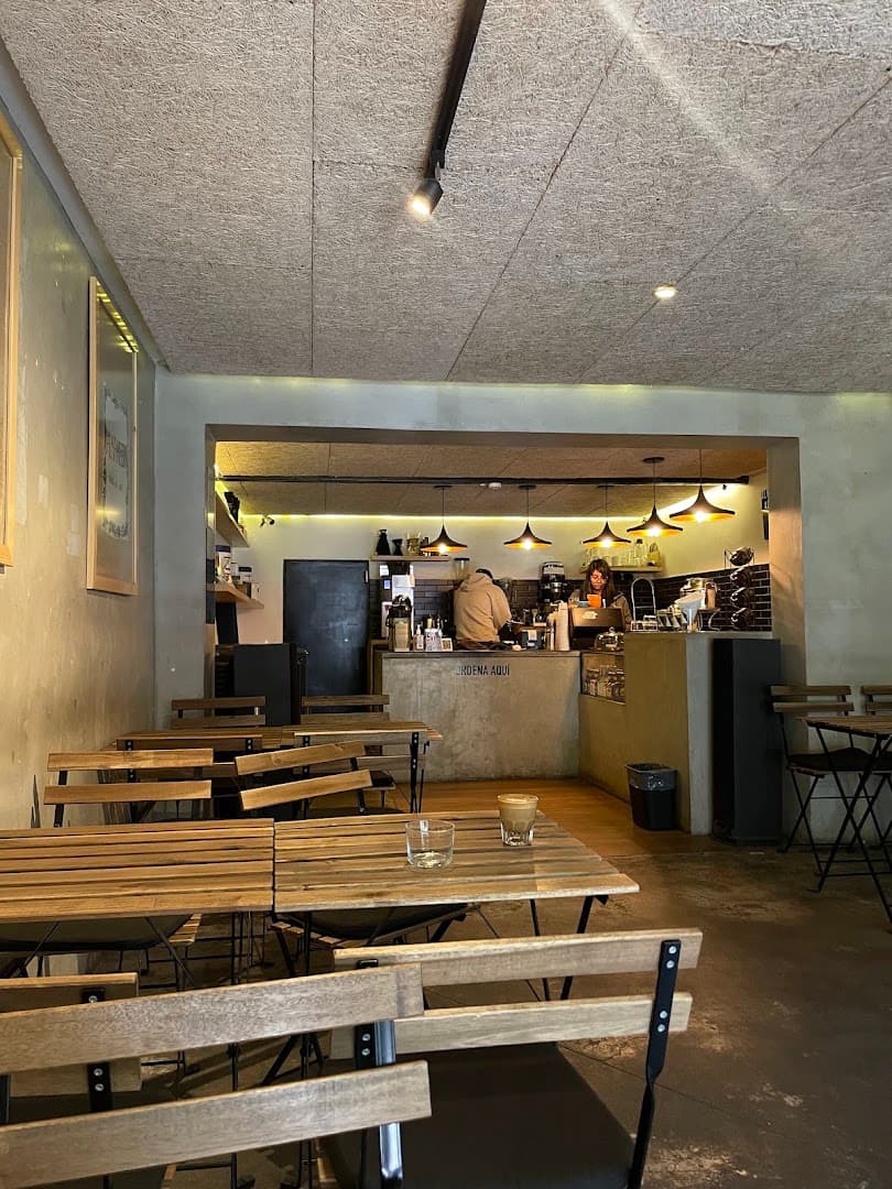 Interior of Almanegra Café, specialty coffee shop in Mexico City