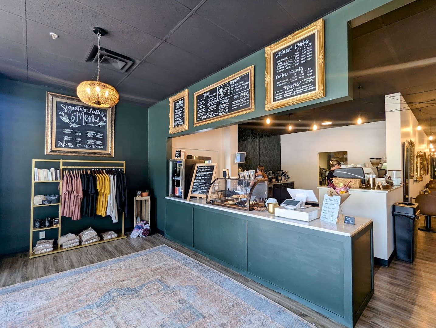 Interior of Moon Hollow Coffee, specialty coffee shop in Omaha