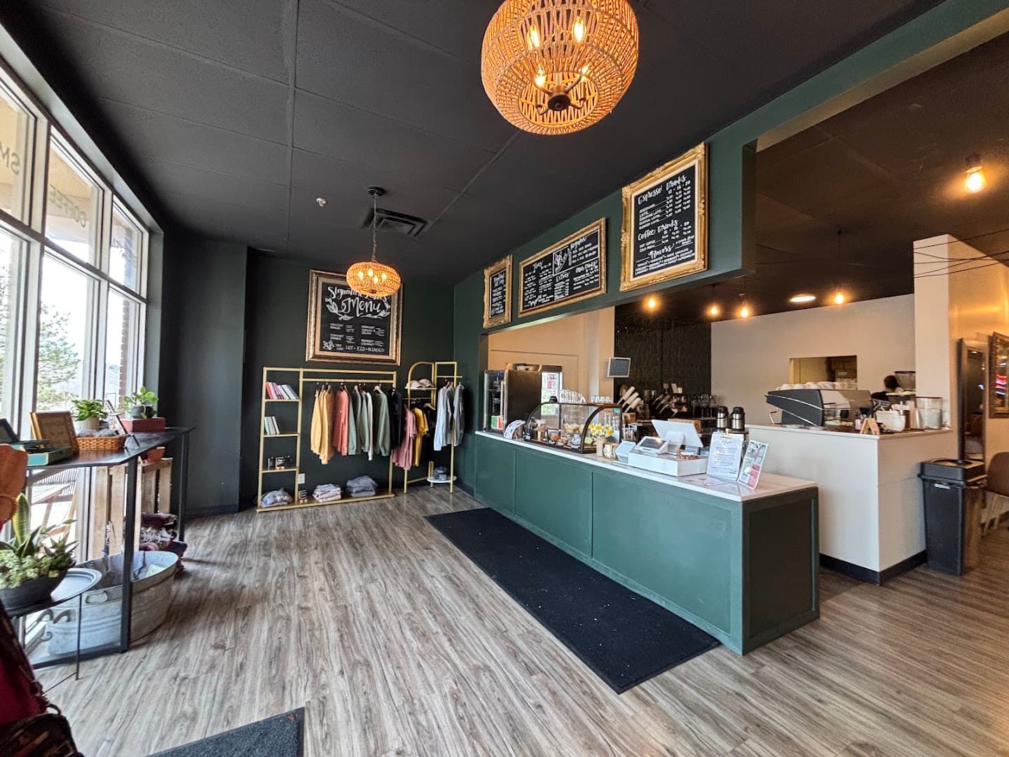 Interior of Moon Hollow Coffee, specialty coffee shop in Omaha