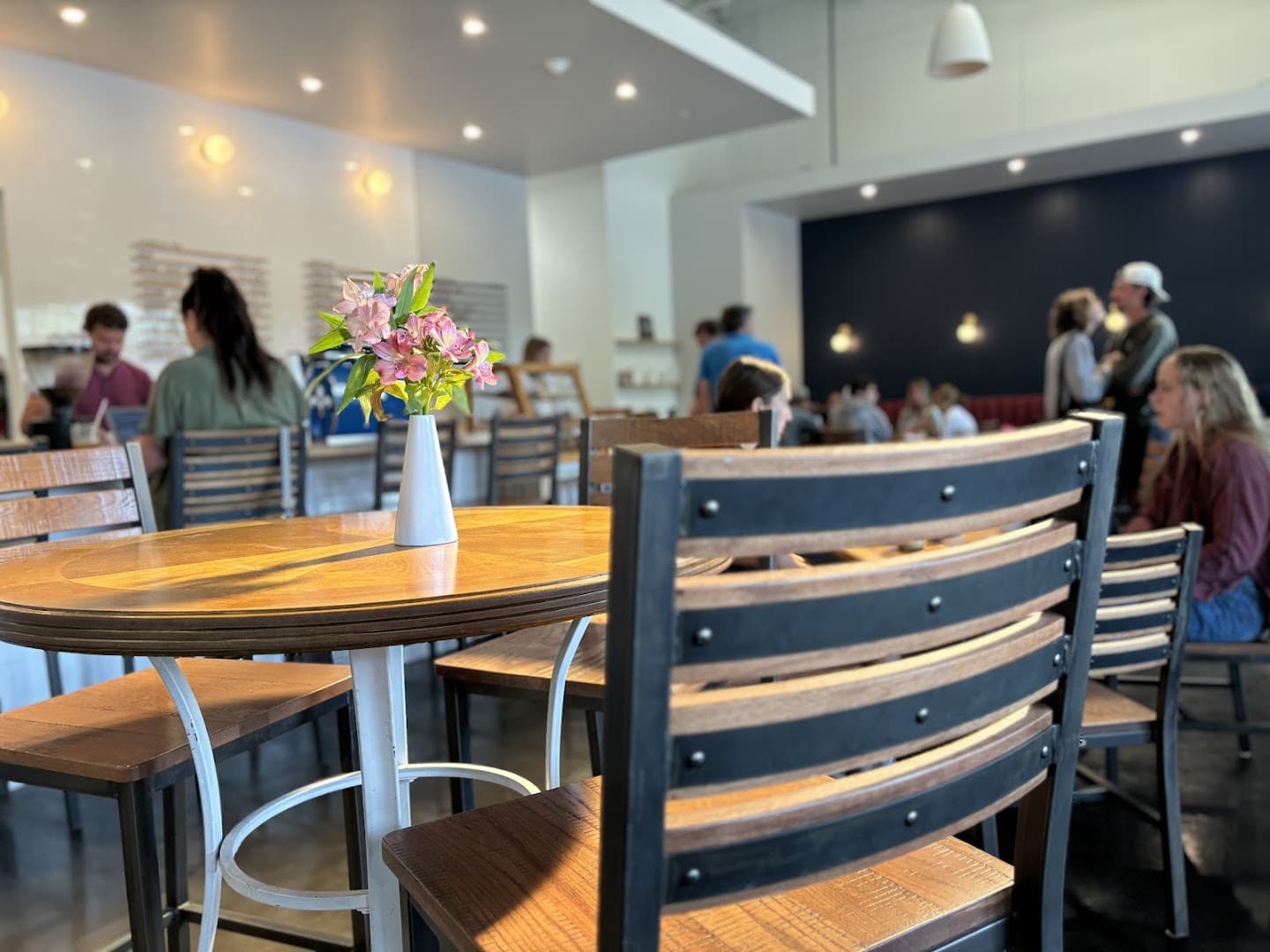 Interior of FairPour Coffee Roasters, specialty coffee shop in Rochester