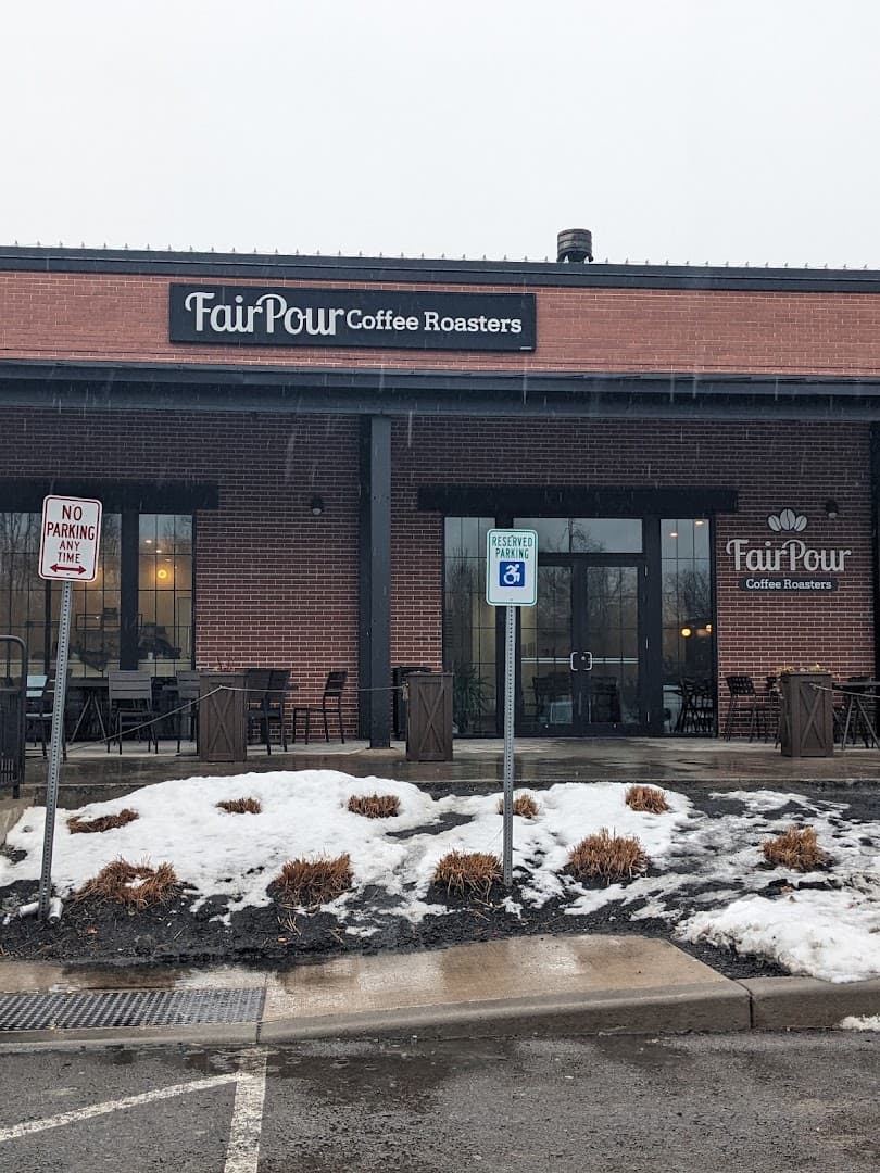 Storefront of FairPour Coffee Roasters, specialty coffee shop in Rochester