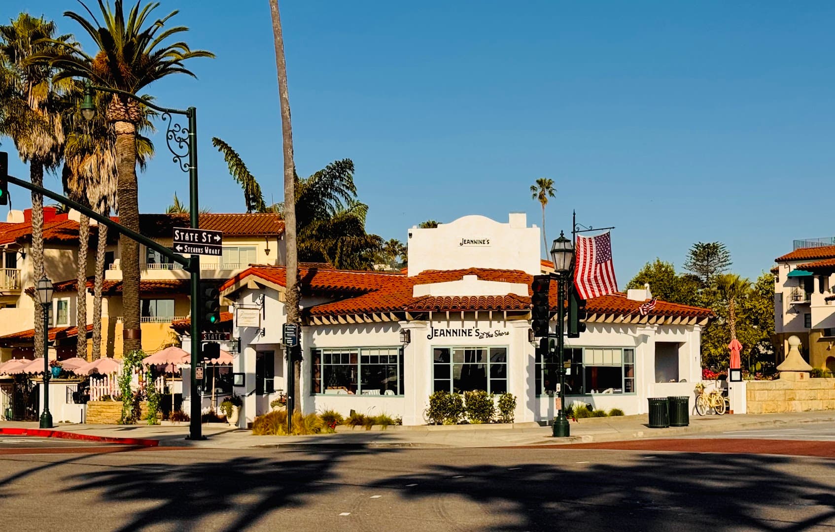 Storefront of Jeannine's Restaurant & Bakery, specialty coffee shop in Santa Barbara