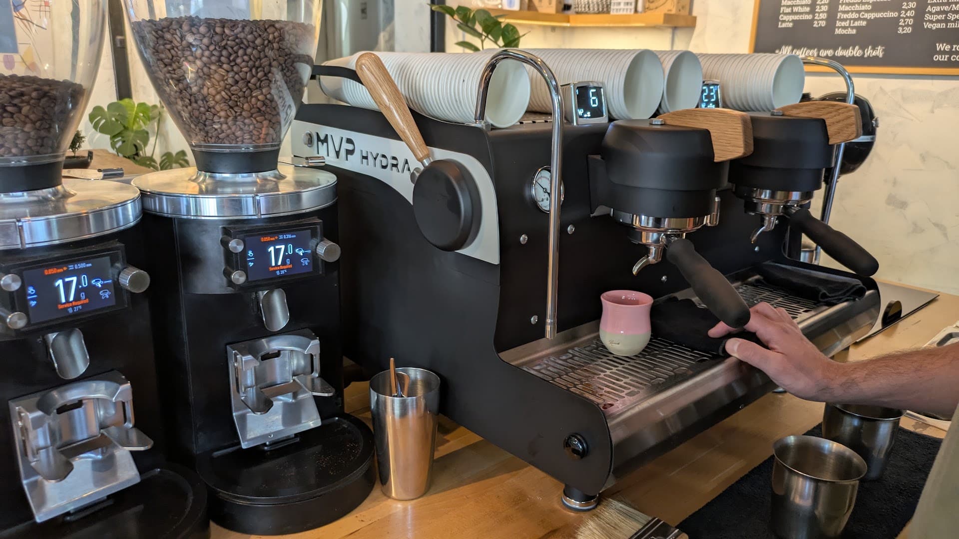 Interior of Honest Coffee Developers, specialty coffee shop in Athens