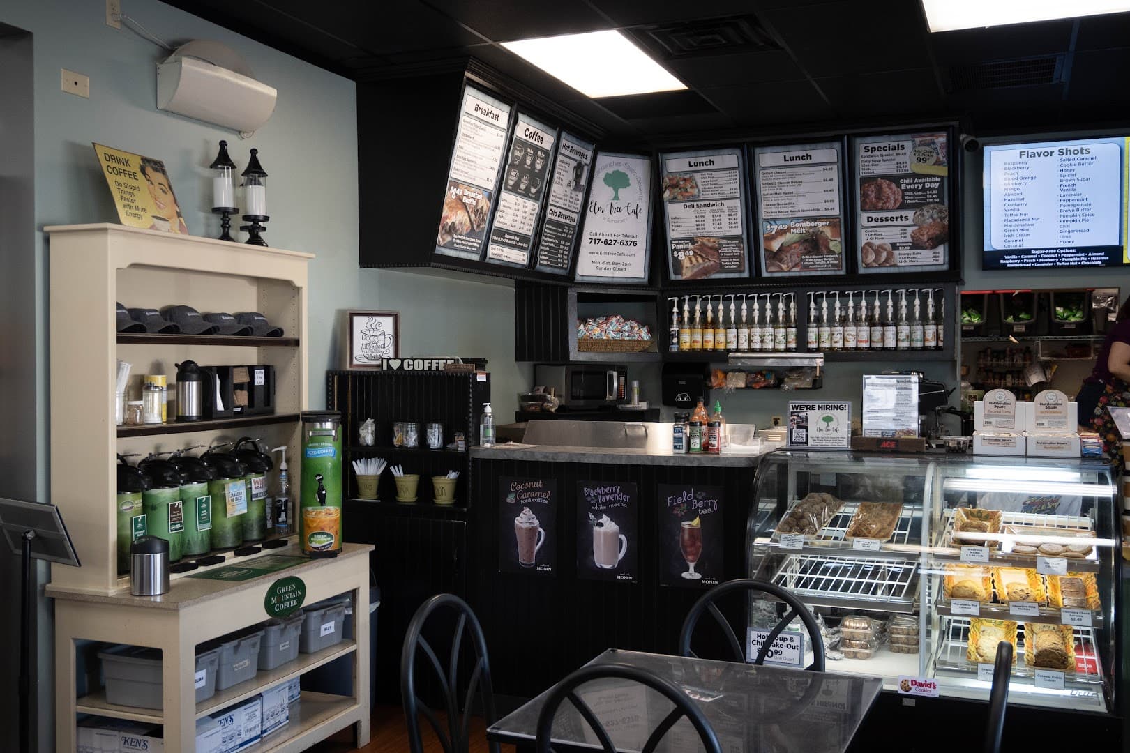 Interior of Elm Tree Cafe at Bomberger's, specialty coffee shop in Lancaster