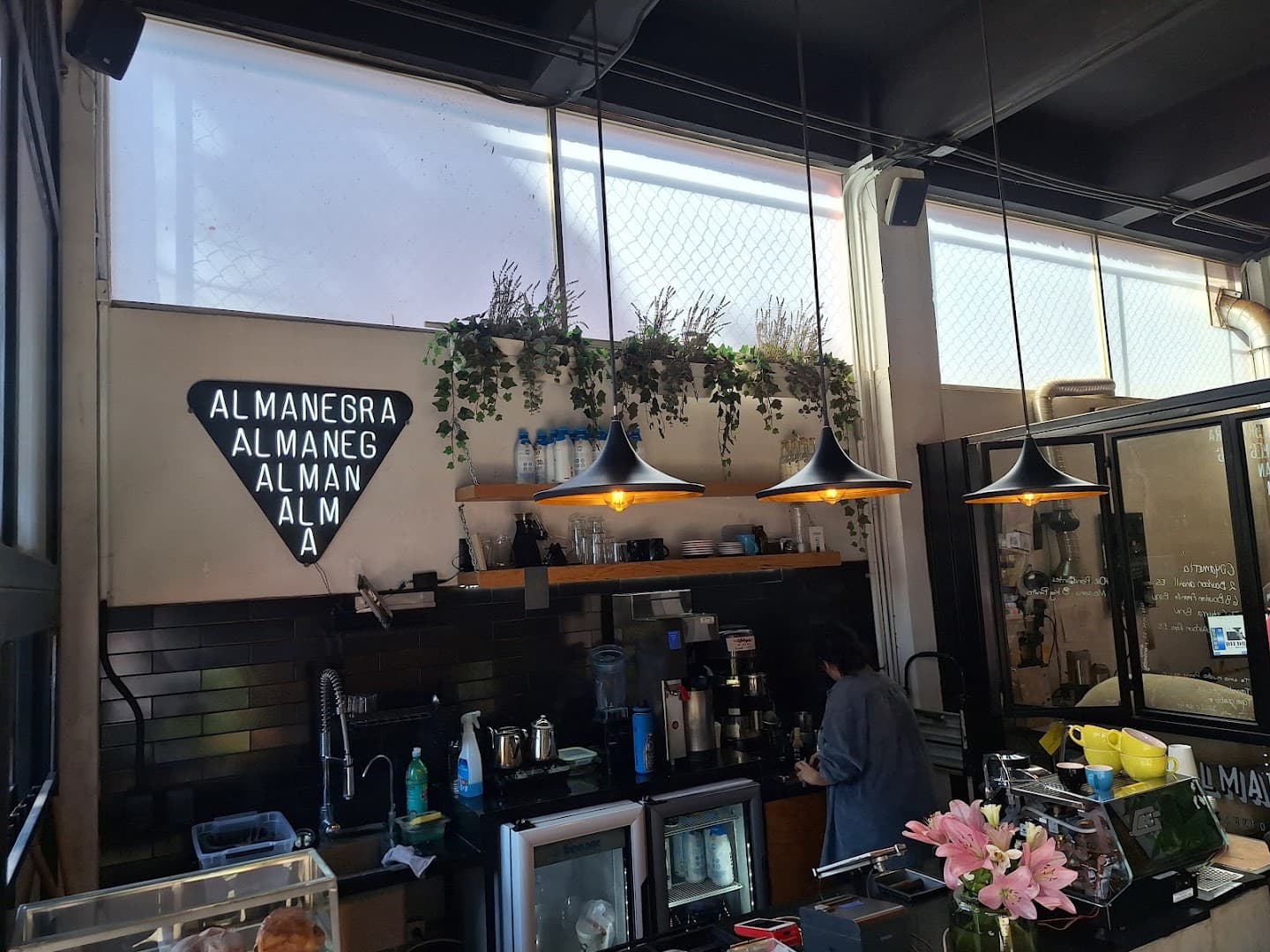 Interior of Almanegra Café, specialty coffee shop in Mexico City