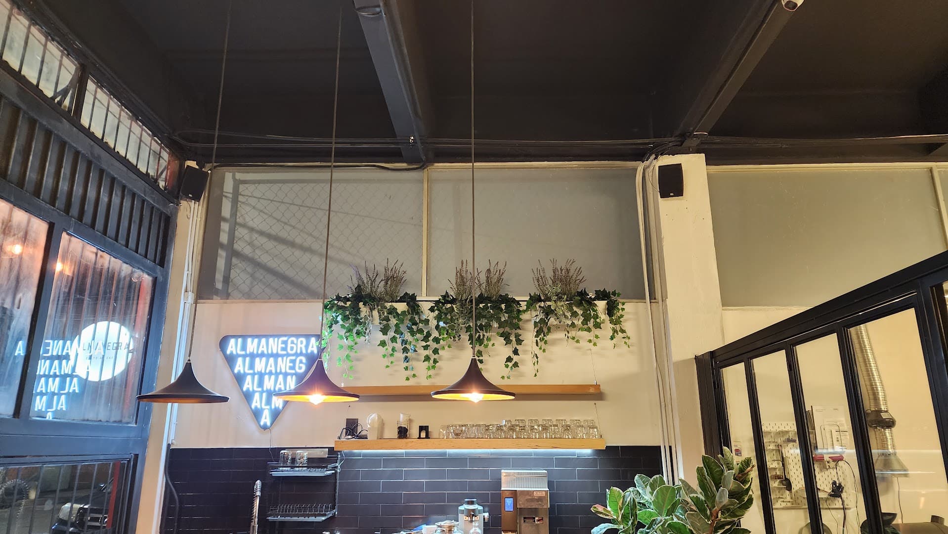 Interior of Almanegra Café, specialty coffee shop in Mexico City