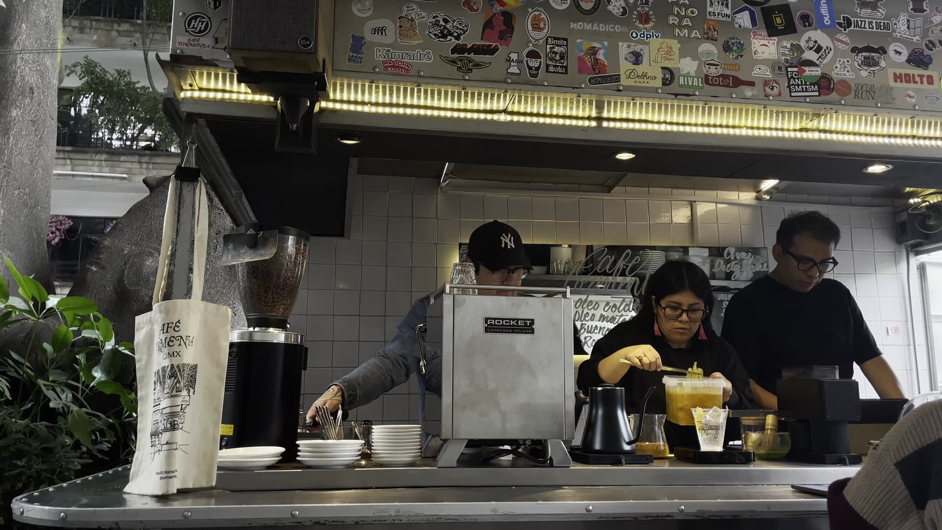 Interior of Café Tormenta, specialty coffee shop in Mexico City