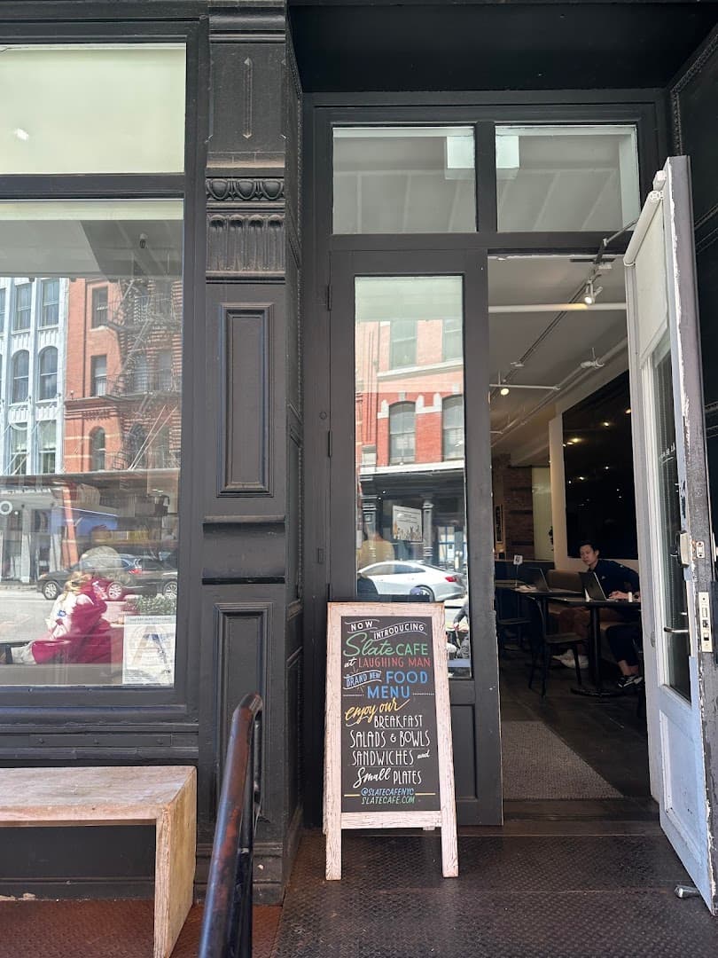 Storefront of Laughing Man Cafe, specialty coffee shop in New York