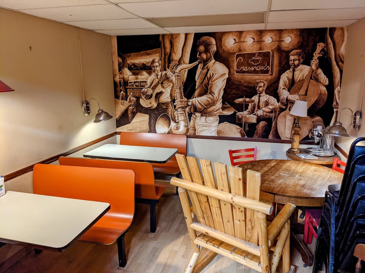Interior of Crossroads Coffee House, specialty coffee shop in Charlotte