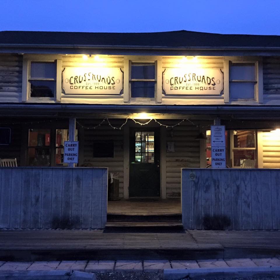 Storefront of Crossroads Coffee House, specialty coffee shop in Charlotte