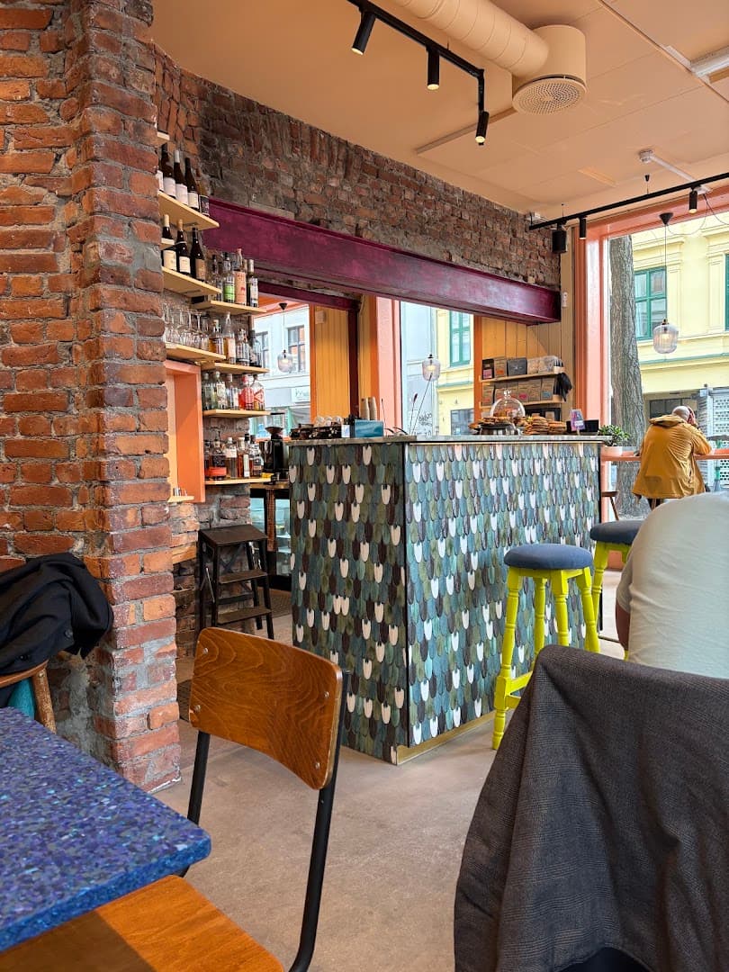 Interior of Papegøye, specialty coffee shop in Oslo