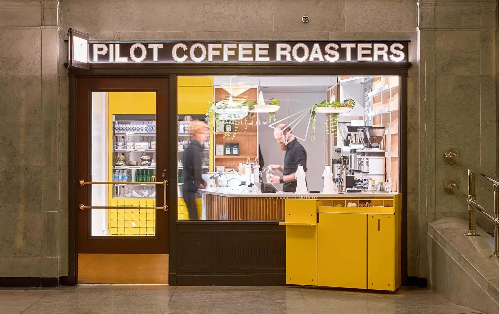 Storefront of Pilot Coffee Roasters, specialty coffee shop in Toronto