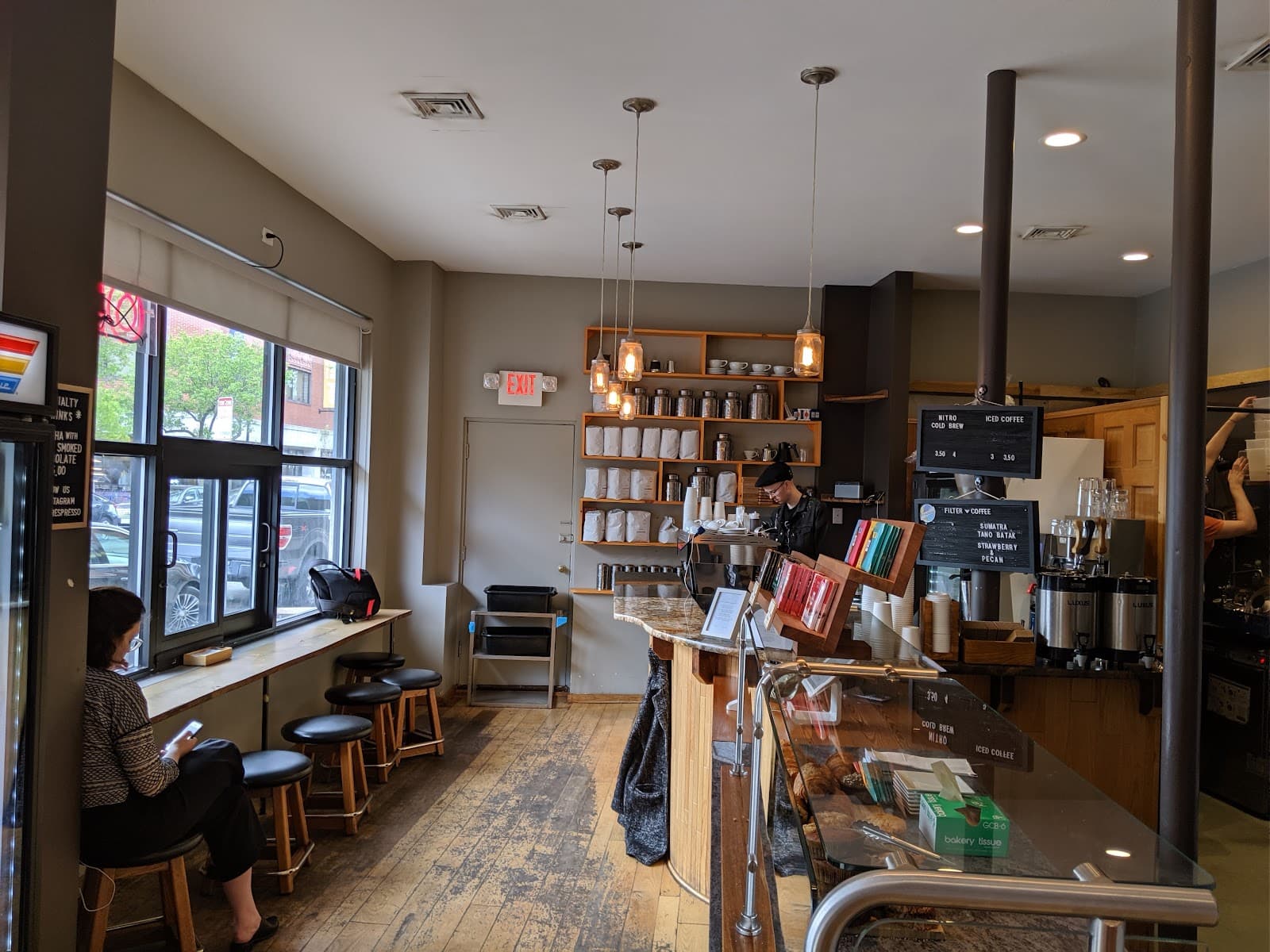 Interior of Nine Bar Espresso, specialty coffee shop in Boston