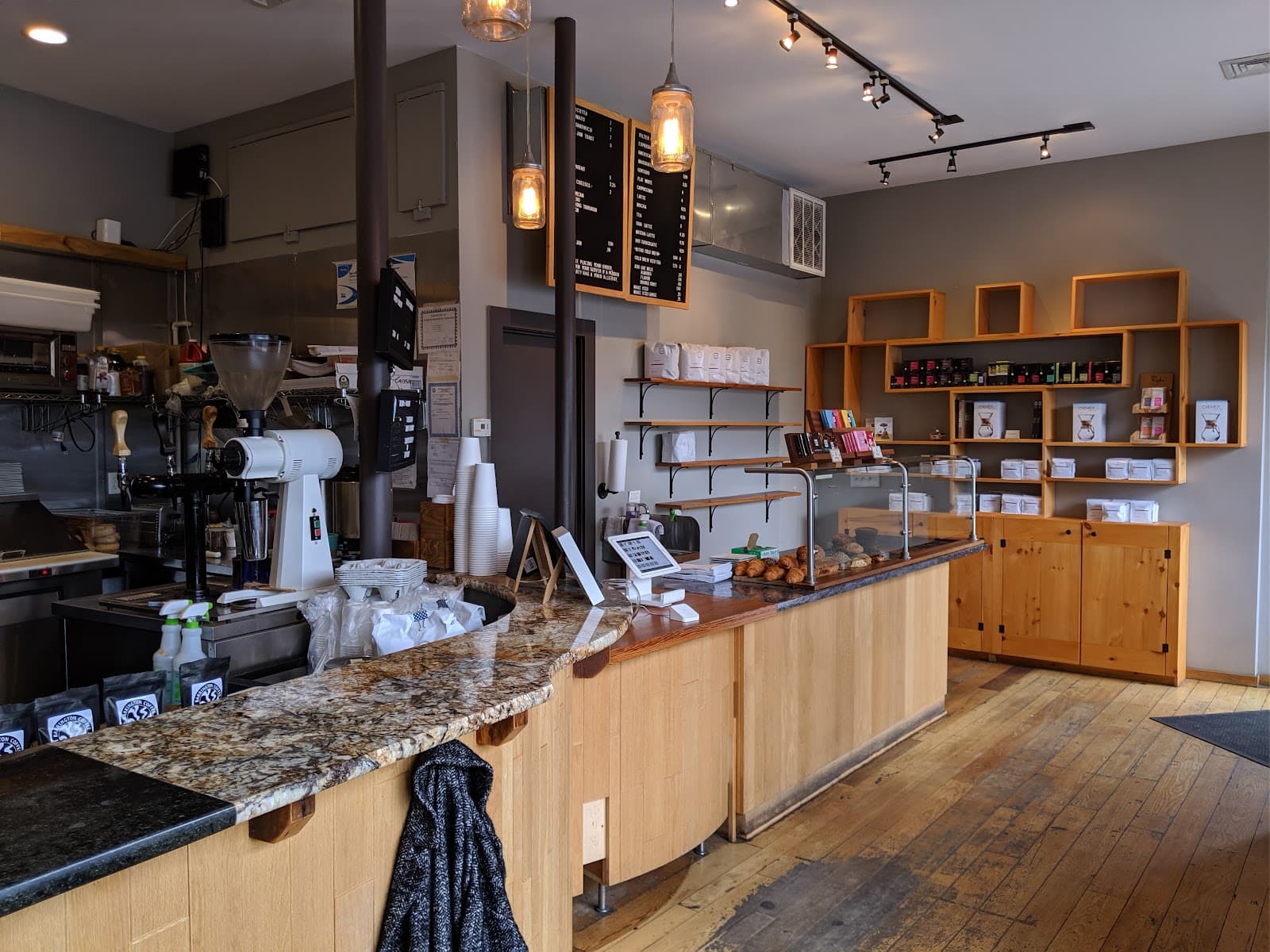 Interior of Nine Bar Espresso, specialty coffee shop in Boston