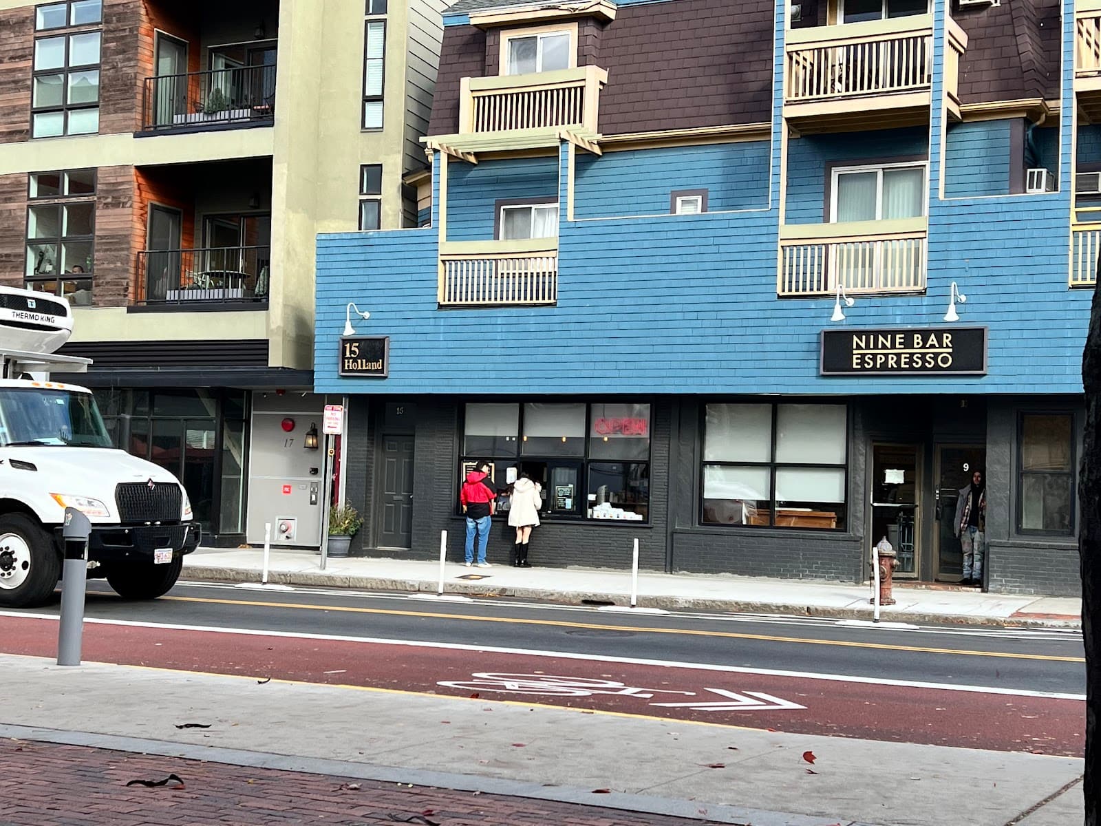 Storefront of Nine Bar Espresso, specialty coffee shop in Boston