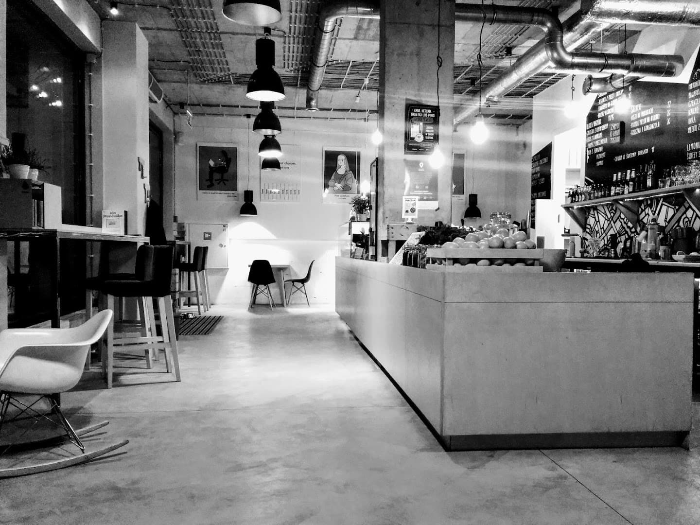 Interior of Cafe Plakatówka, specialty coffee shop in Warsaw