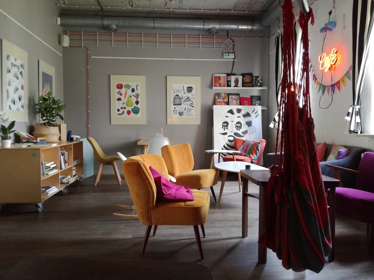 Interior of Cafe Plakatówka, specialty coffee shop in Warsaw