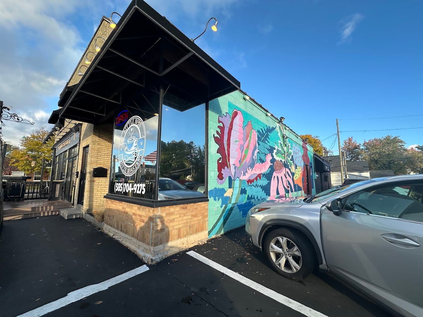 Storefront of Little Bits Coffee Roasters, specialty coffee shop in Rochester