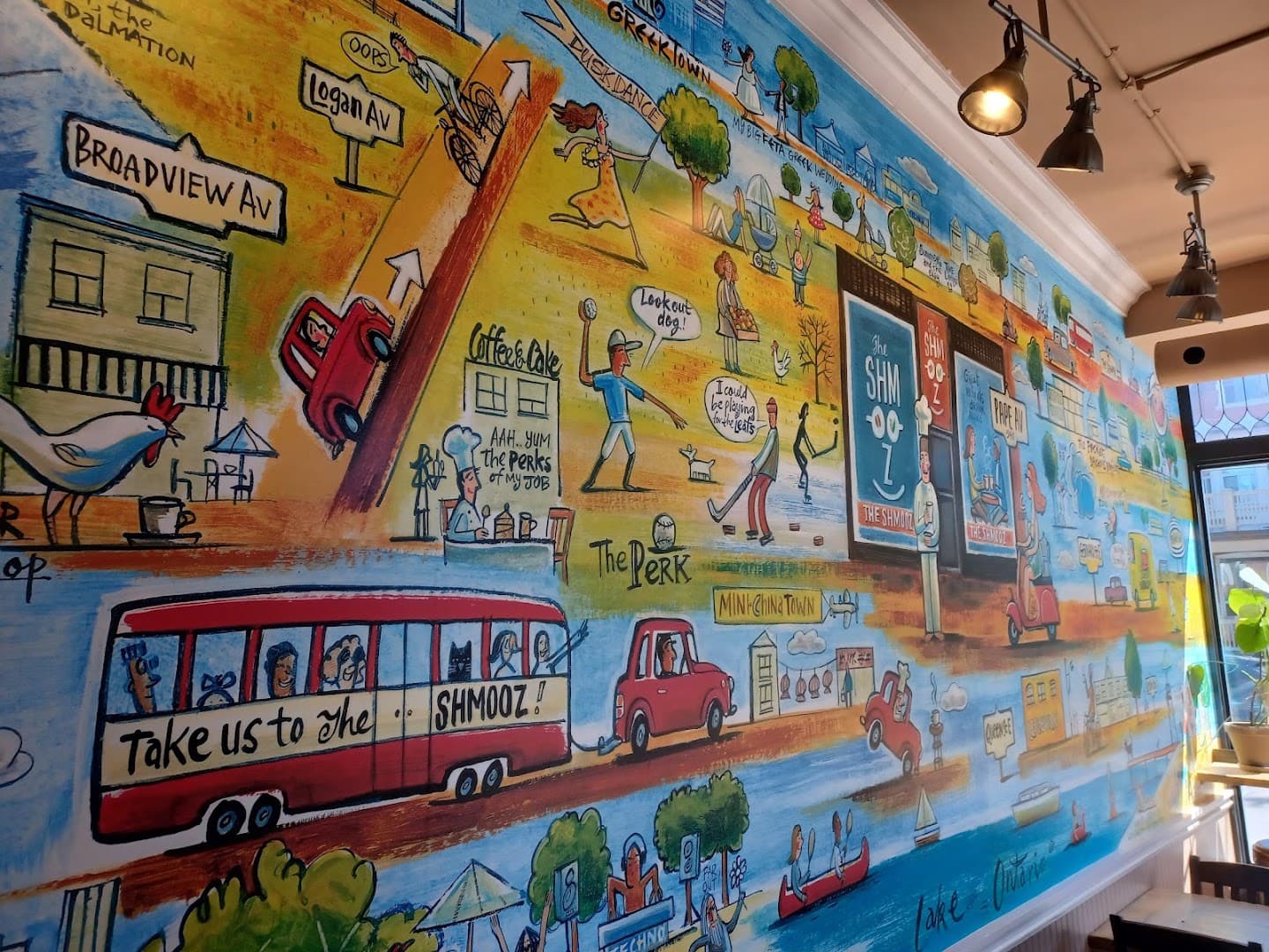Interior of The Shmooz, specialty coffee shop in Toronto