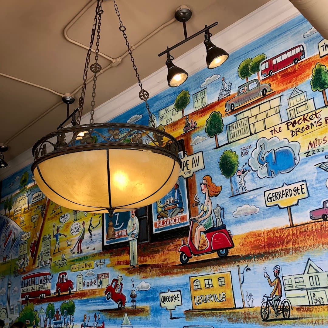 Interior of The Shmooz, specialty coffee shop in Toronto