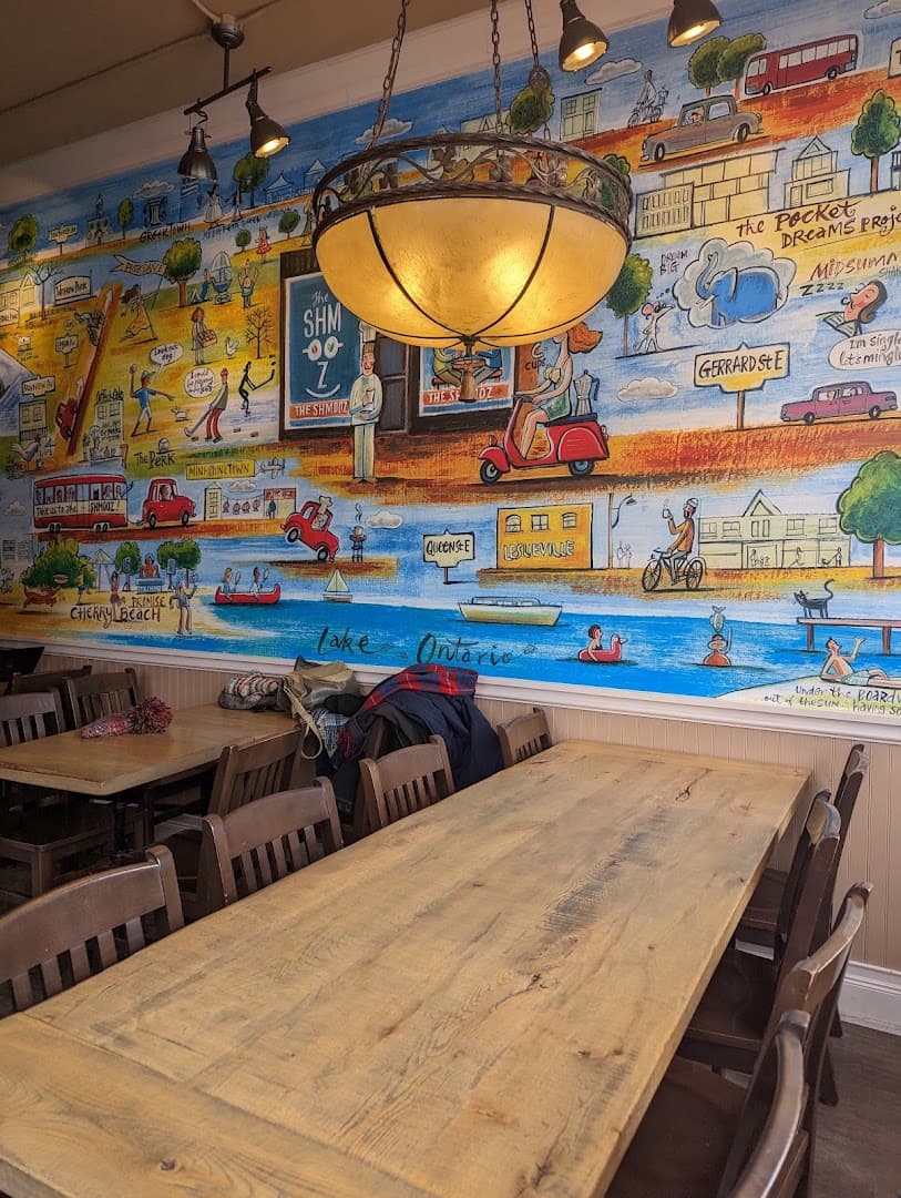 Interior of The Shmooz, specialty coffee shop in Toronto