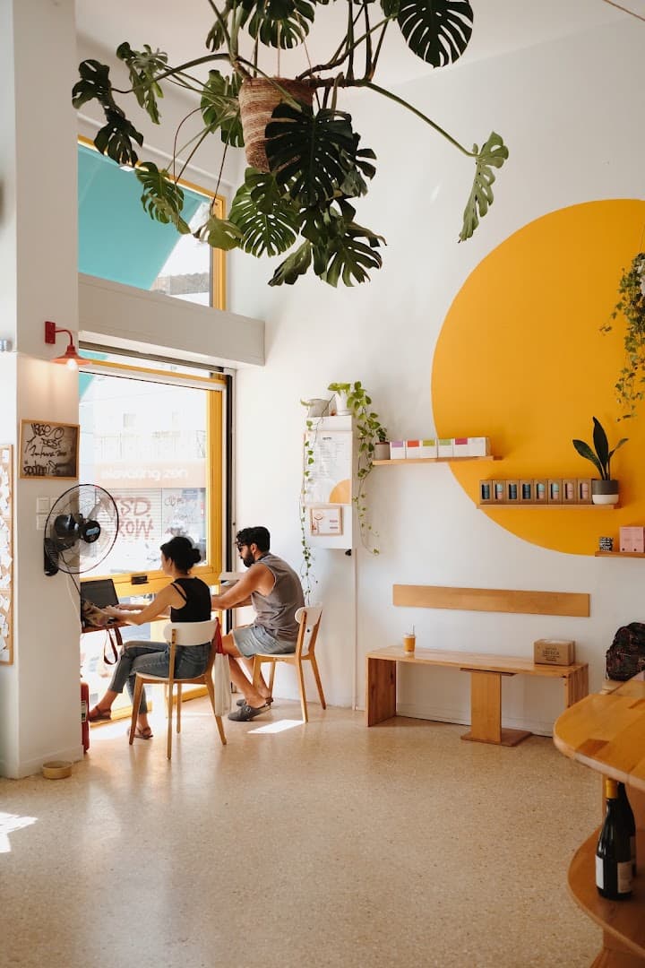 Interior of Ubuntu, specialty coffee shop in Athens
