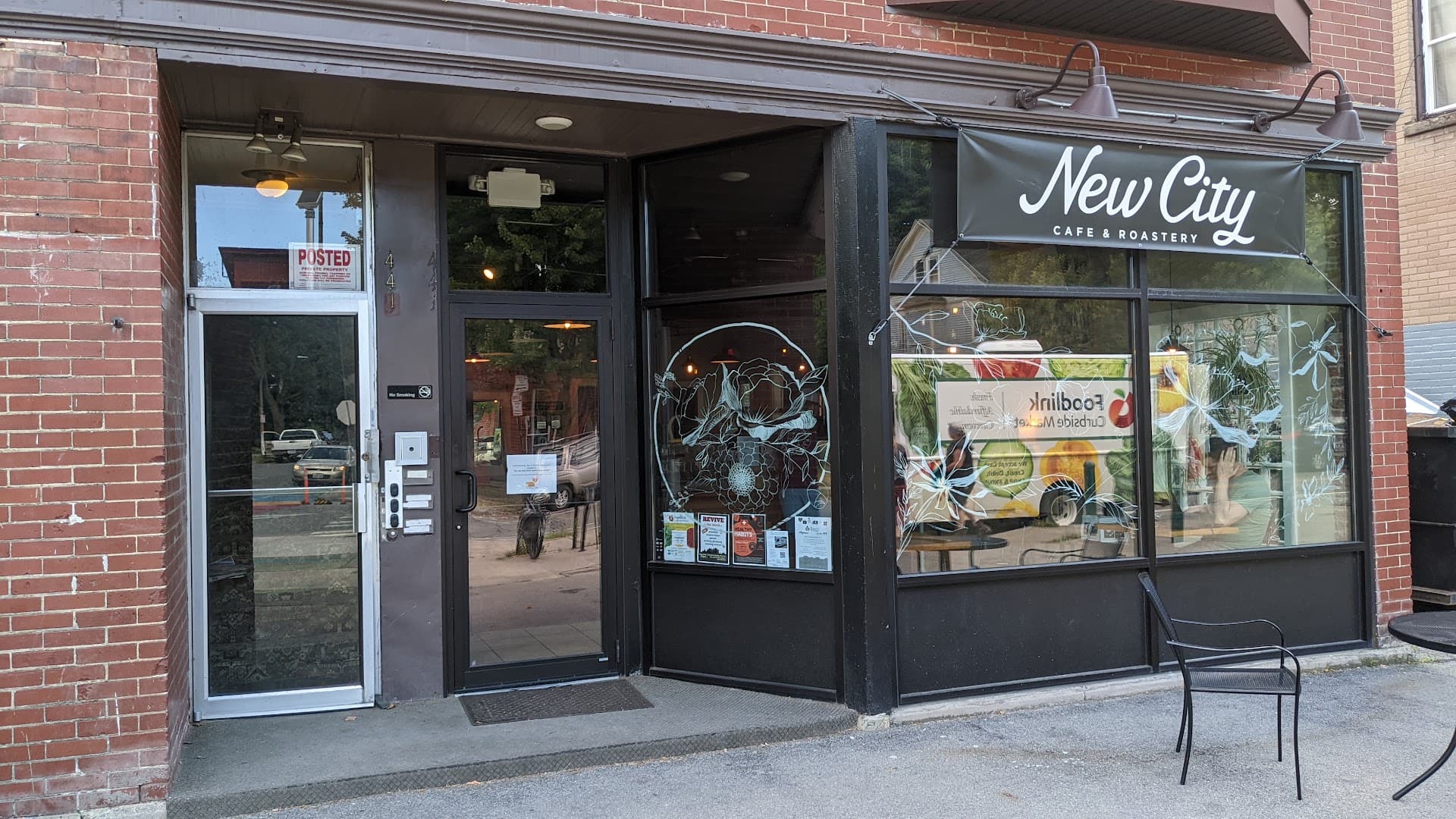 Storefront of New City Cafe & Roastery, specialty coffee shop in Rochester