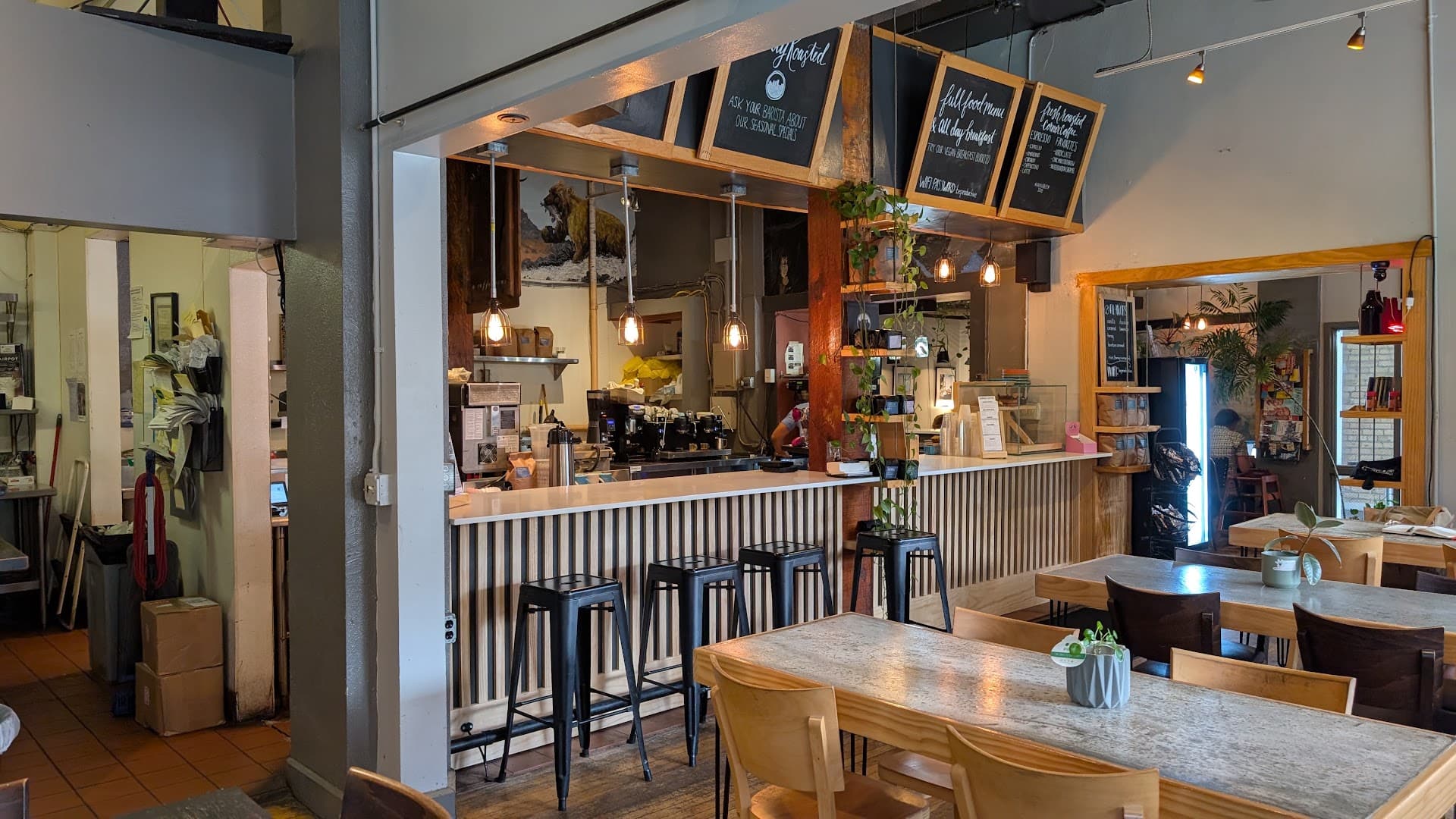 Interior of Corner Coffee, specialty coffee shop in Minneapolis