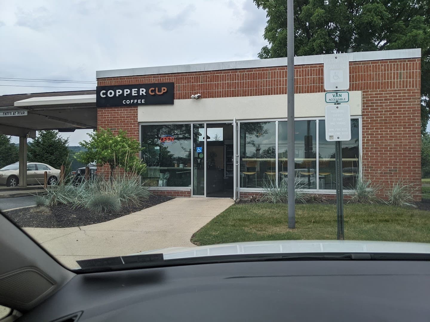 Storefront of Copper Cup Brickerville, specialty coffee shop in Lancaster