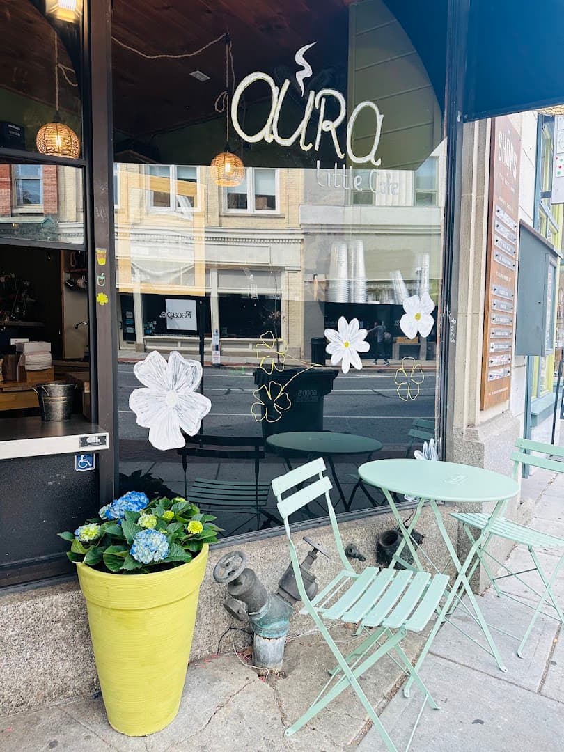 Storefront of Aura Little Cafe, specialty coffee shop in Lancaster