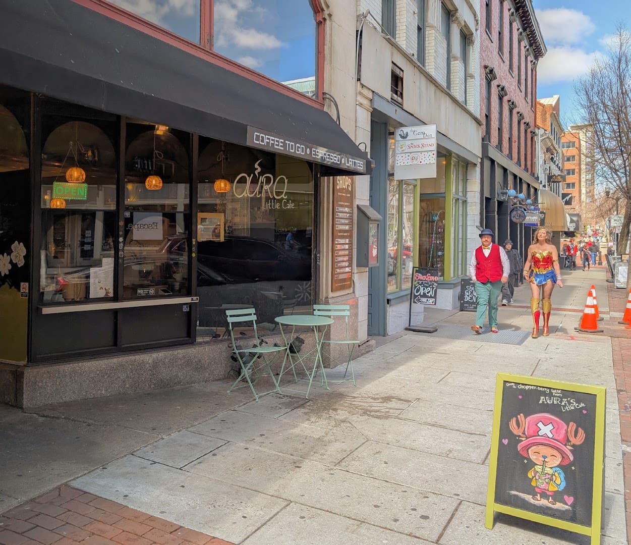 Storefront of Aura Little Cafe, specialty coffee shop in Lancaster
