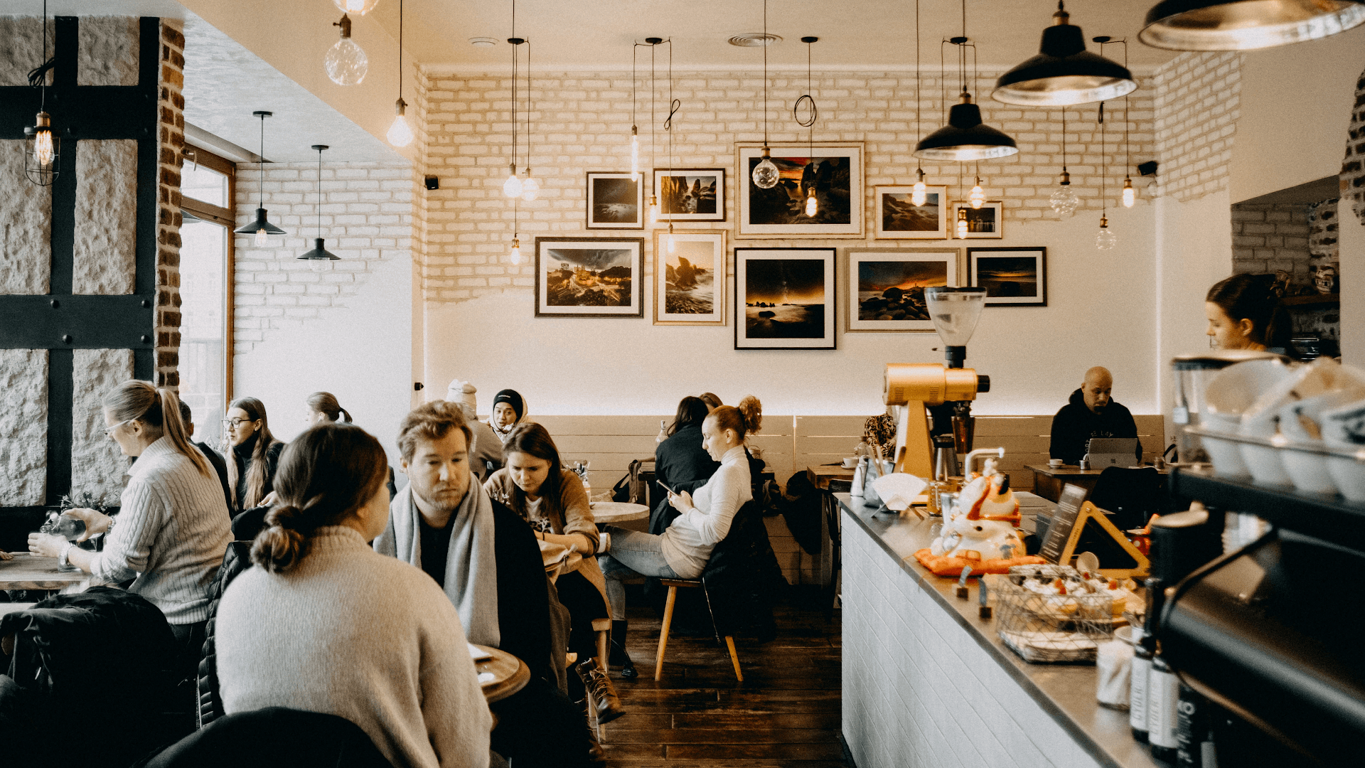 Interior of Cafefin coffee, specialty coffee shop in Prague