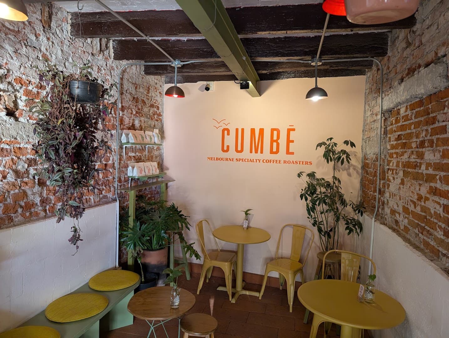 Interior of CUMBÉ Coffee Roasters, specialty coffee shop in Mexico City