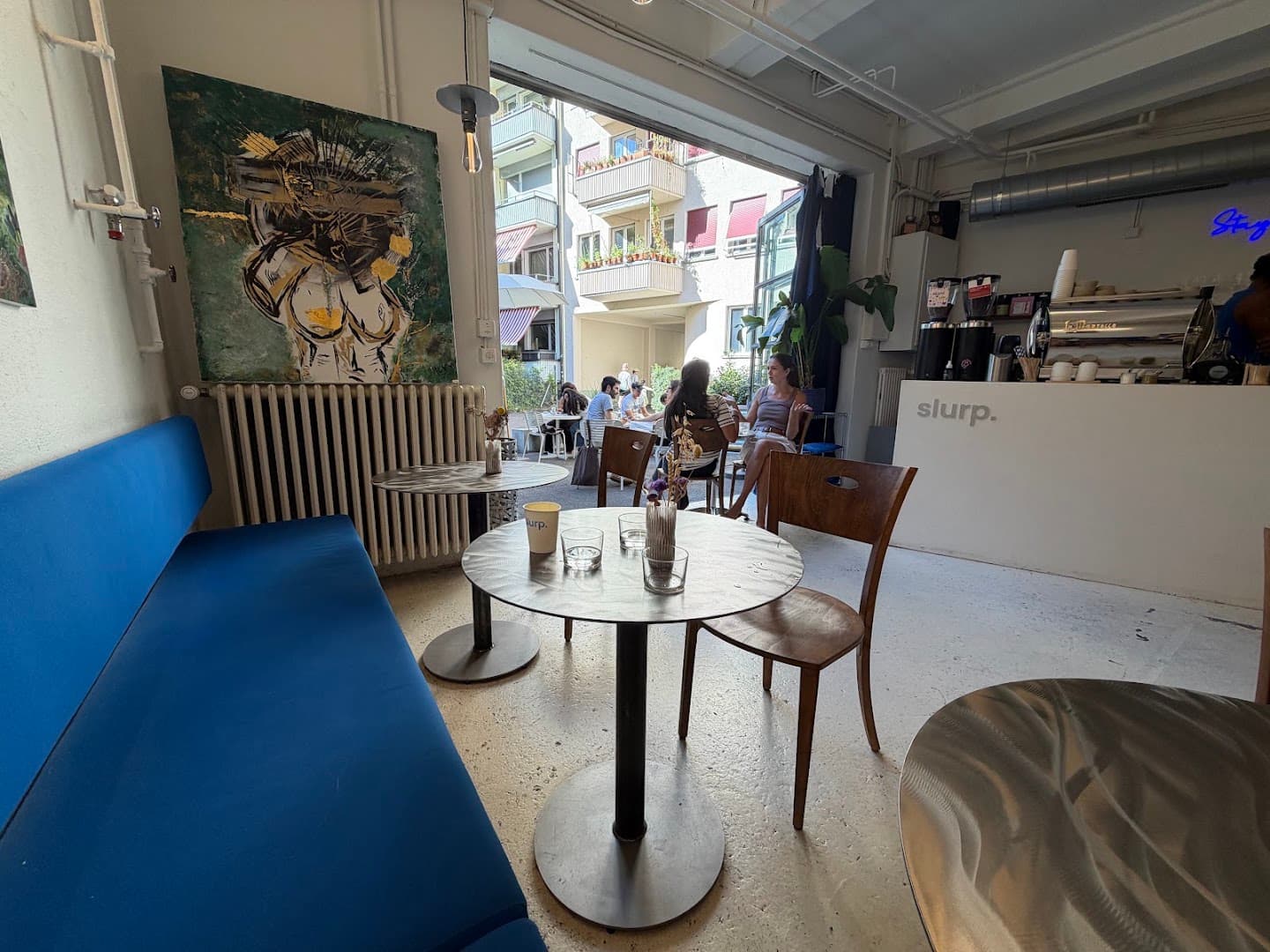 Interior of slurp., specialty coffee shop in Zurich
