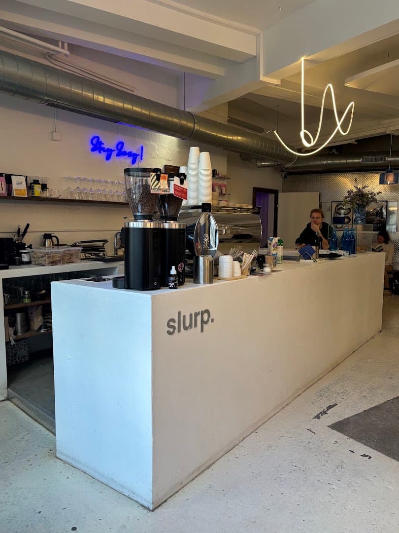 Interior of slurp., specialty coffee shop in Zurich
