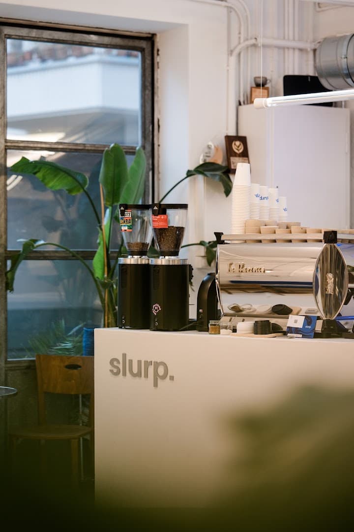 Interior of slurp., specialty coffee shop in Zurich