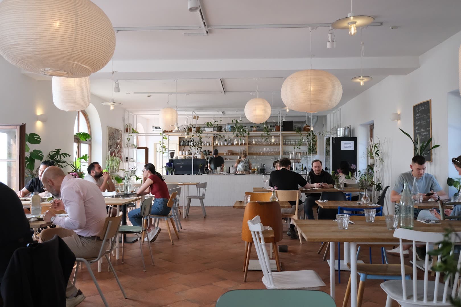 Interior of Bistro Karel, specialty coffee shop in Prague
