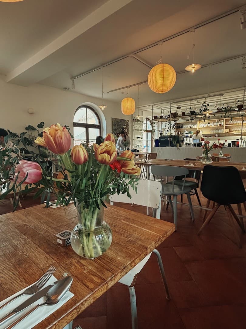 Interior of Bistro Karel, specialty coffee shop in Prague