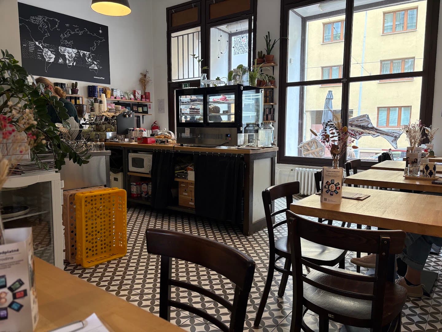 Interior of mamacoffee Podolská, specialty coffee shop in Prague
