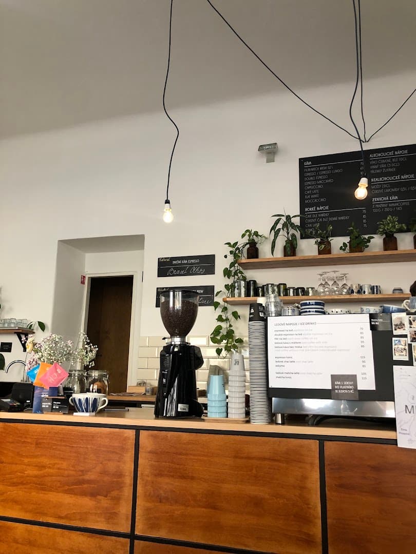 Interior of mamacoffee Podolská, specialty coffee shop in Prague