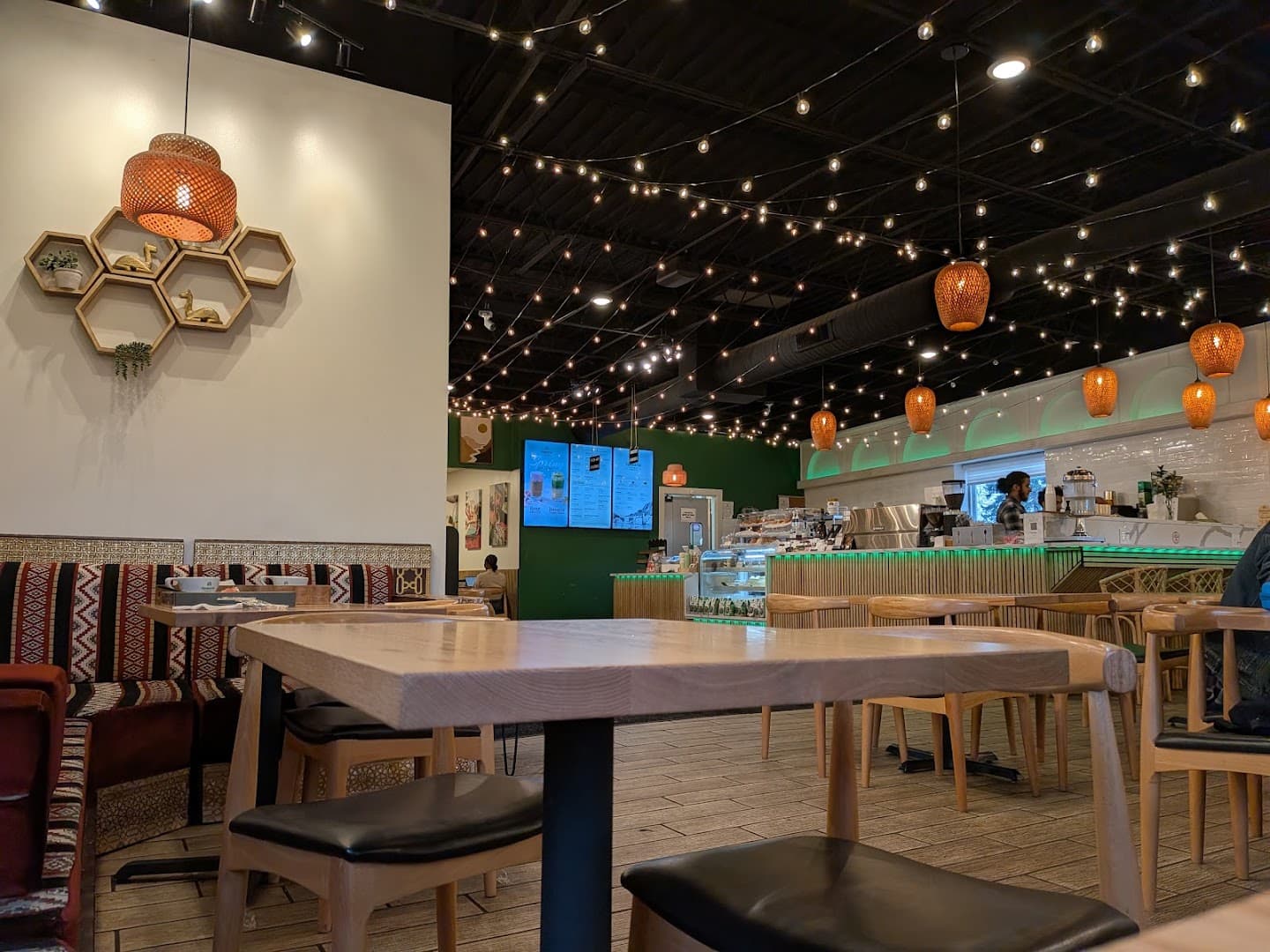 Interior of Qamaria Yemeni Coffee Co., specialty coffee shop in Buffalo