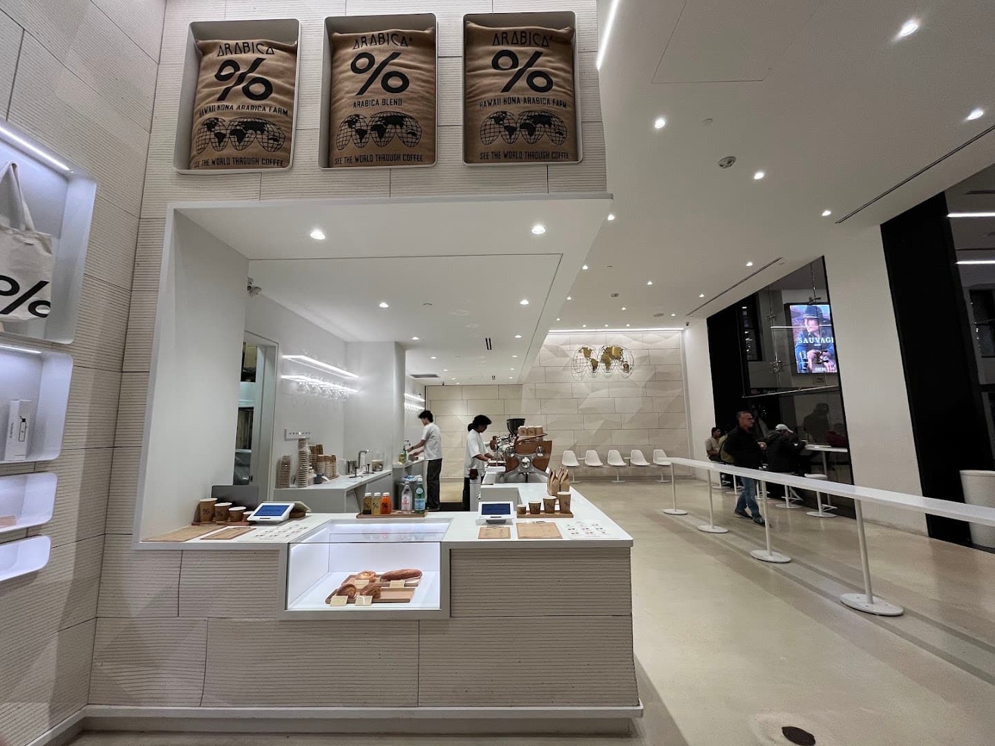 Interior of % Arabica Toronto Union Station, specialty coffee shop in Toronto