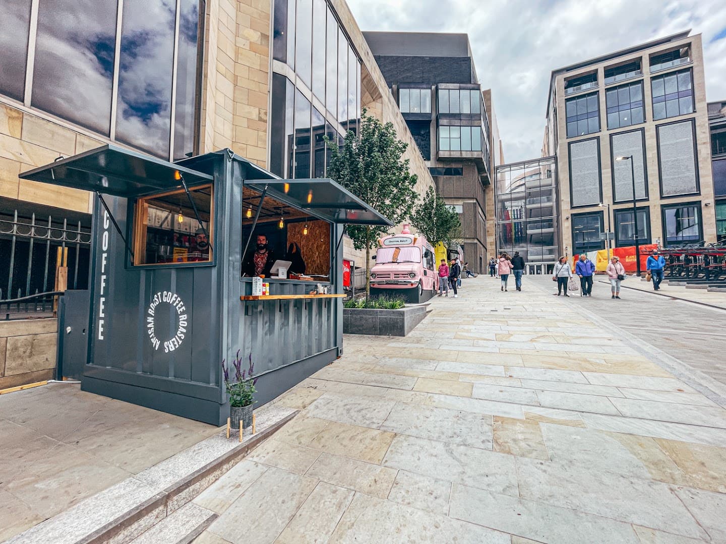 Storefront of Artisan Roast pop-up, specialty coffee shop in Edinburgh