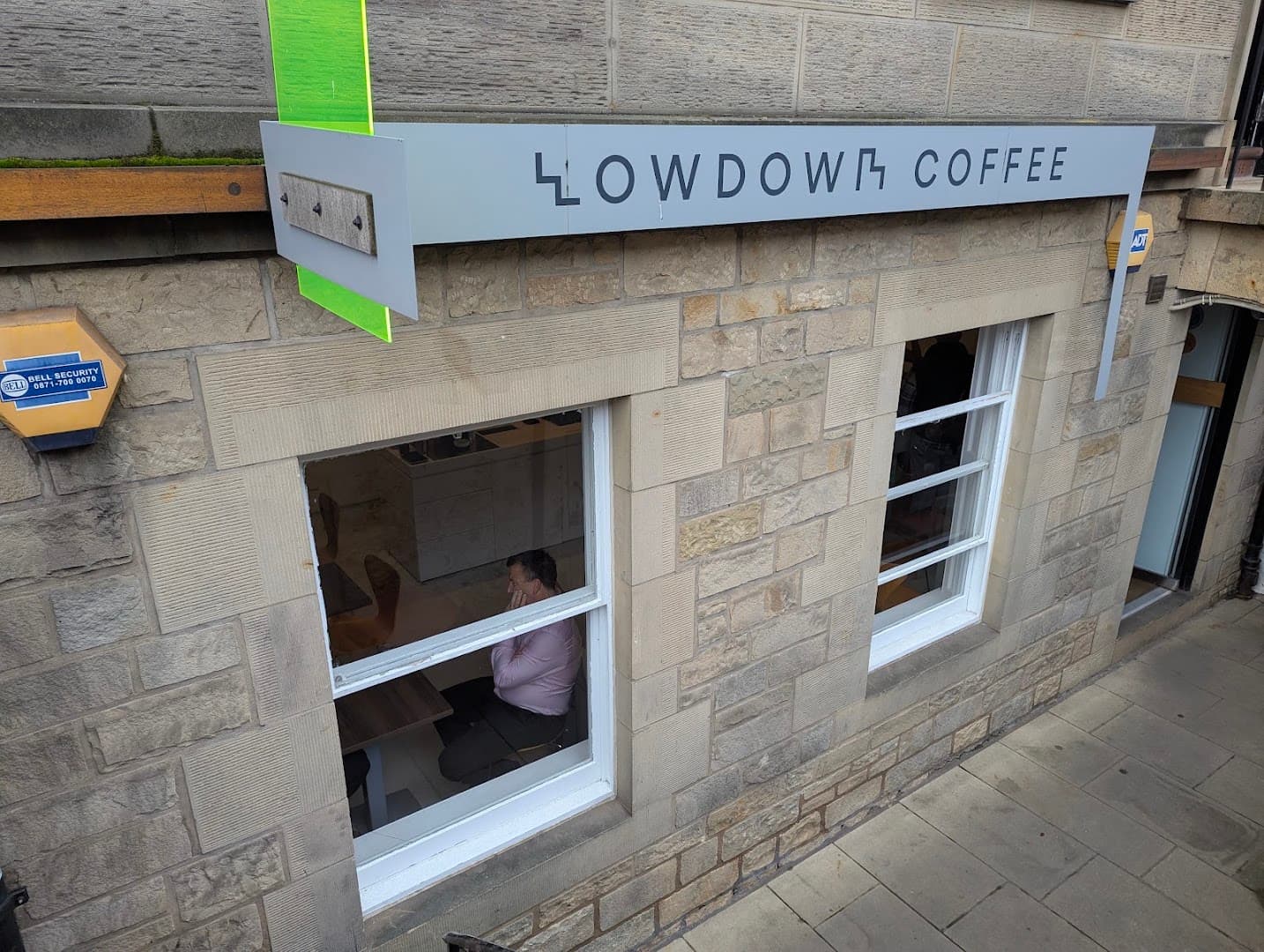 Storefront of LOWDOWN, specialty coffee shop in Edinburgh