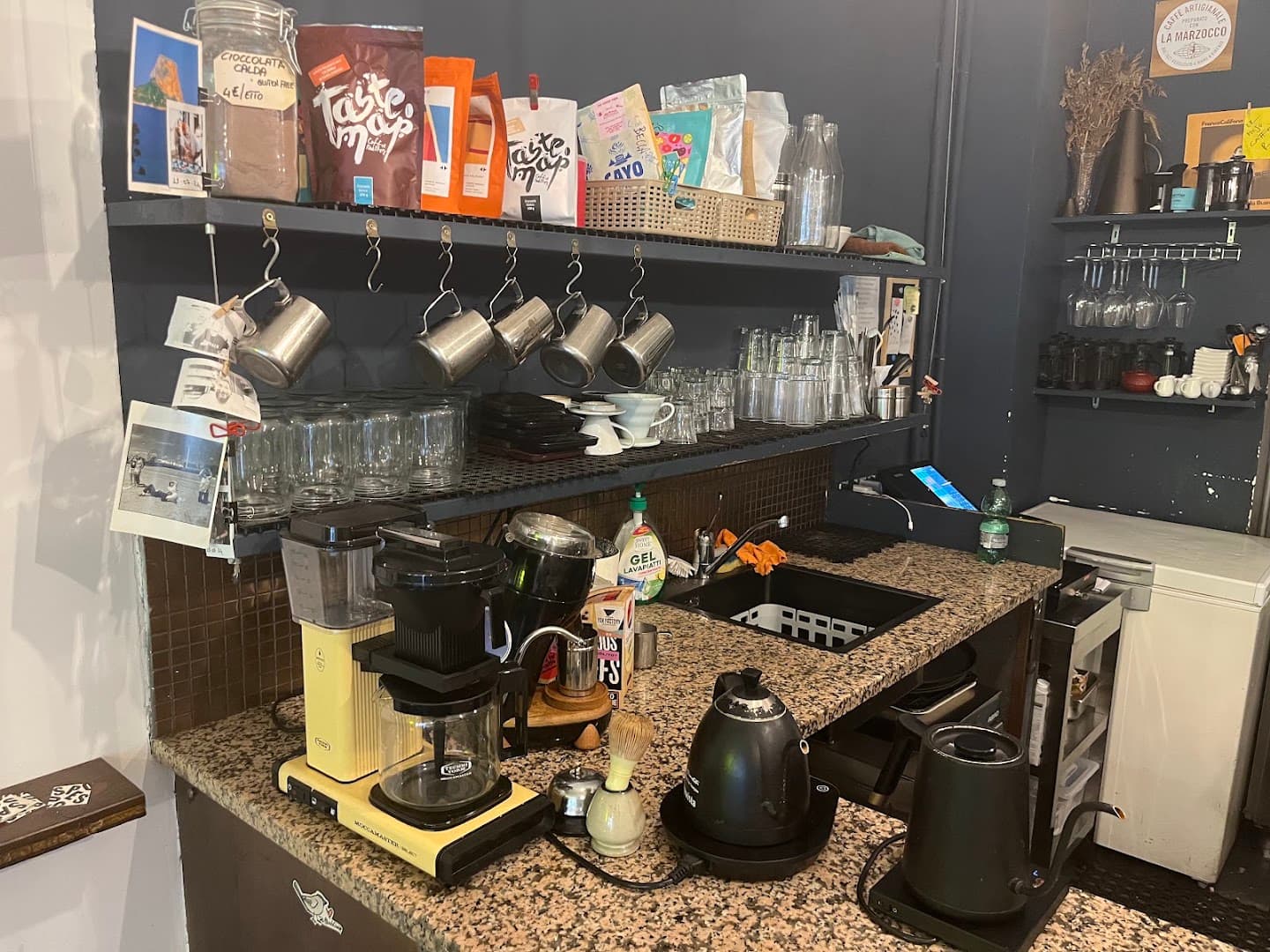Interior of Fax Factory, specialty coffee shop in Rome