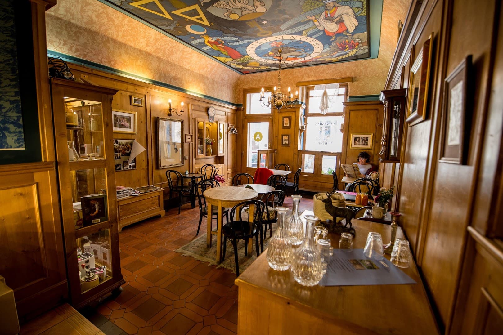 Interior of Cukrárna Alchymista, specialty coffee shop in Prague