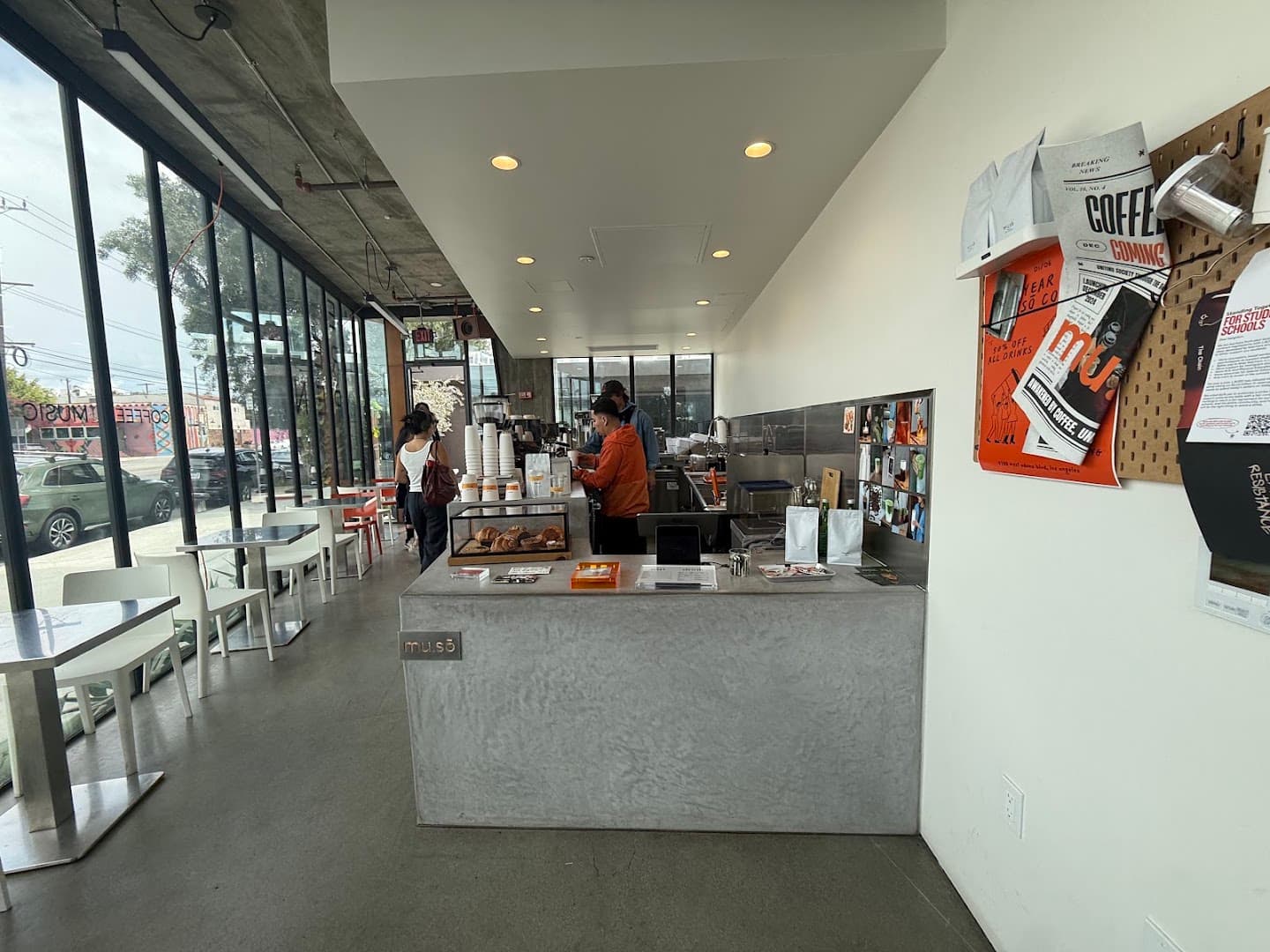 Interior of mu.sō coffee, specialty coffee shop in Los Angeles