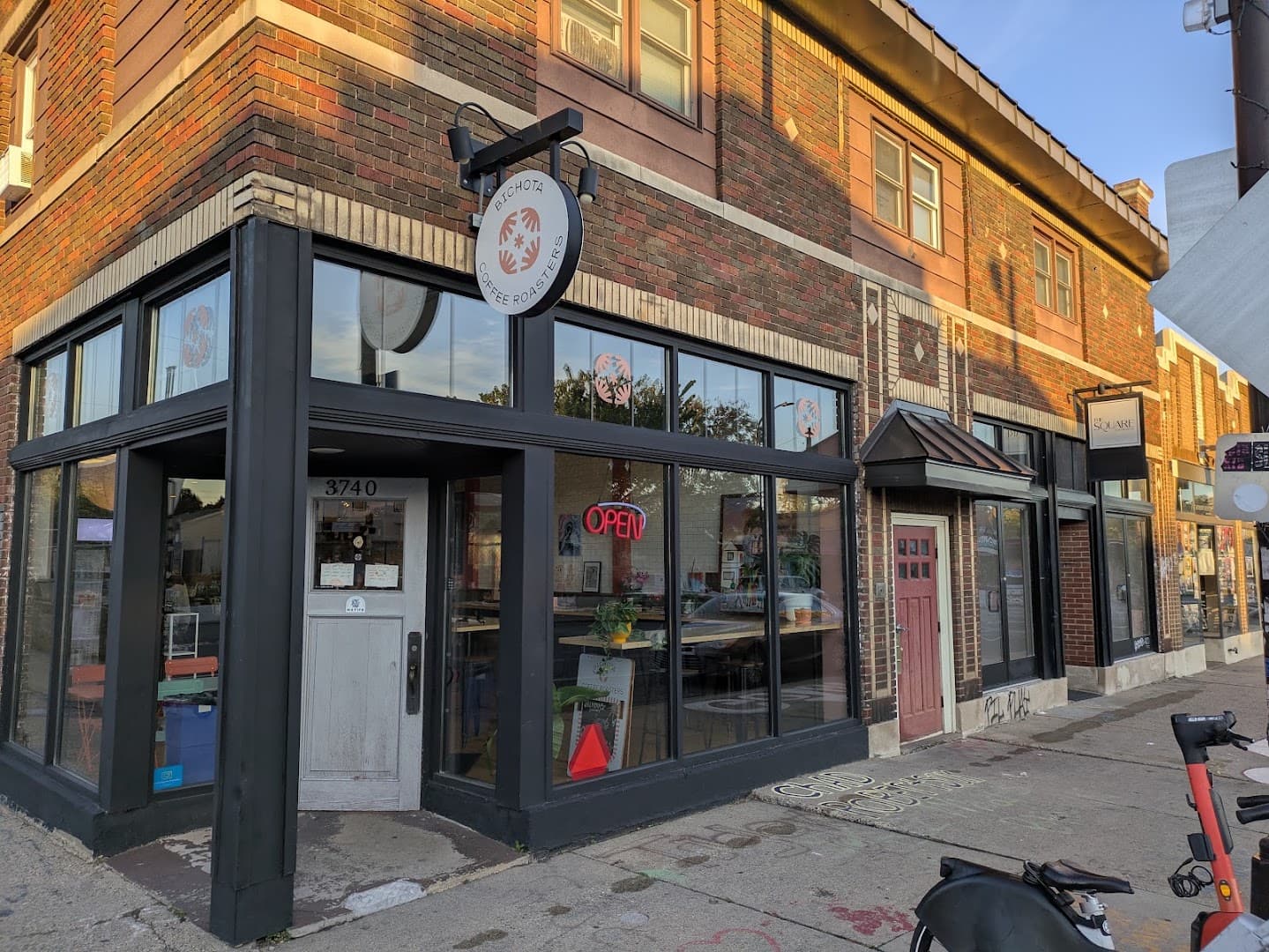 Storefront of Bichota Coffee, specialty coffee shop in Minneapolis