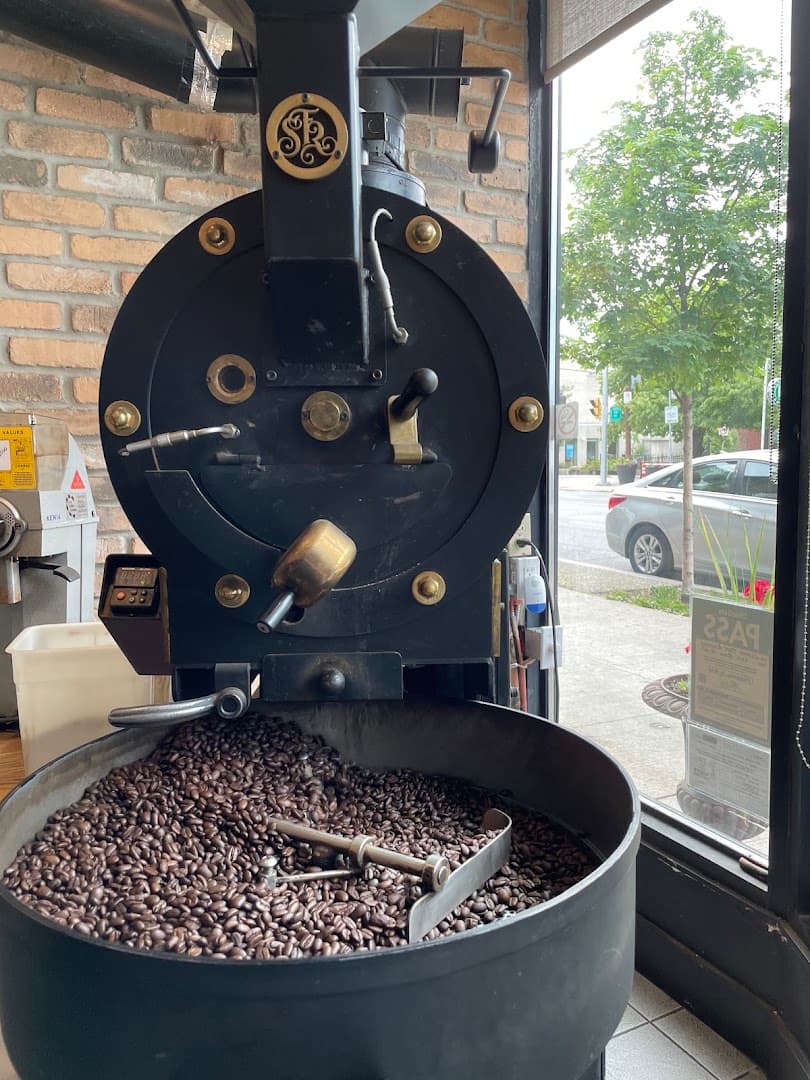 Interior of Coffee Tree Roastery, specialty coffee shop in Toronto